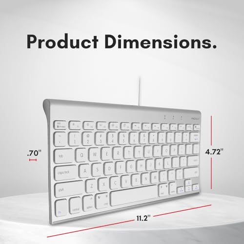 Macally Teclado USB com fio para Mac e Windows PC Teclado Apple pequeno compat vel com economia de e