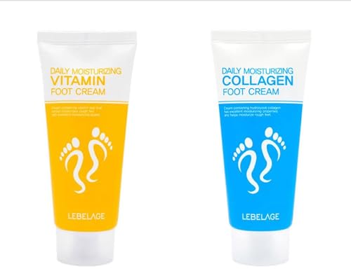 LEBELAGE Daily Foot Care Set (2 Pack) - Collagen & Vitamin Moisturizing Cream for Dry Heels, Hydrating Korean Beauty Skin Treatment for Rough Feet, 100ml each