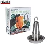  Edelstahl Hähnchenbräter mit Aromabehälter Geflügelbräter Hähnchenständer Grill