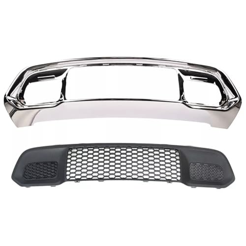Symway 2Pcs Front Bumper Lower Grille & Chrome Bezel Trim Compatible with Jeep Grand Cherokee 2017-2022 Excludes SRT/Trackhawk Models 5ZM53SZ0AA,68310777AB