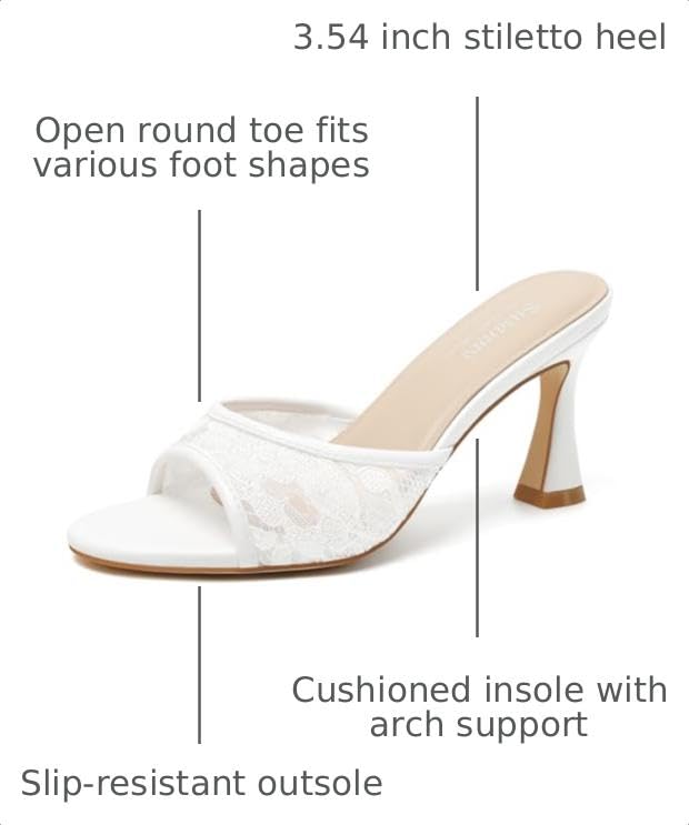 Image of Susanny High Heels for Women Pointed Open Toe Strappy Chunky Block Heels Ankle Strap Stiletto Kitten Heeled Sandals Wedding Bridal Party Prom Sexy Dress Shoes