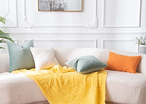 Image of JUSPURBET Velvet Decorative Throw Pillow Covers 14x14 Set of 2,Sage | Modern Soft Cushion Covers with Hidden Zipper for Couch Sofa Bed Living Room Bedroom Home Decor