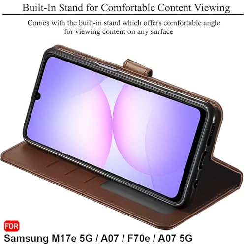 Image of TheGiftKart Flip Back Cover Case for Samsung Galaxy M17e 5G / A07 / F70e / A07 5G | Dual-Color Leather Finish | Inbuilt Stand & Pockets | Wallet Style Flip Cover Case (Faux Leather, Brown & Coffee)