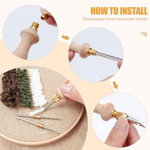 Griff Stanznadel, 2.5mm/3mm/5mm Punch Needle, Metallrohr Stanznadel,Punch Needle Kit,Holz Stanznadel,Holz Stickstift,Stickstift Aus Holzgriff