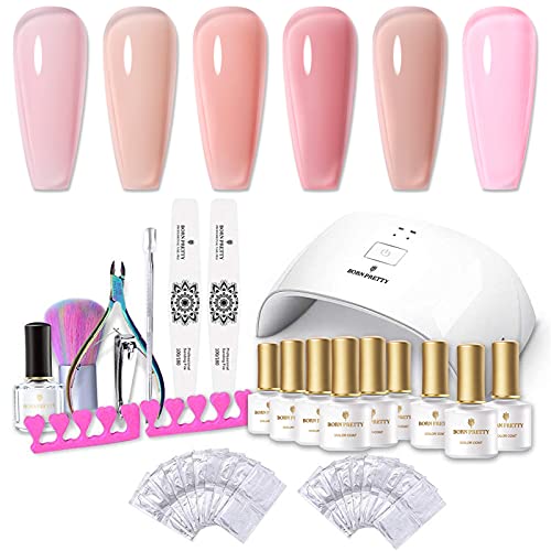 BORN PRETTY Nude Jelly Gel Polish Transparent Pink Gel Nail Polish Sheer Gel Nail Polish Starter Kit Neutral Translucent Nail Polish 24W Curing Lamp Base Top Matte Top Coat Nail Art Beginner Set BORN PRETTY Nude Jelly Gel Polish Transparent Pink Gel Nail Polish Sheer Gel Nail Polish Starter Kit Neutral Translucent Nail Polish 24W Curing Lamp Base Top Matte Top Coat Nail Art Beginner Set