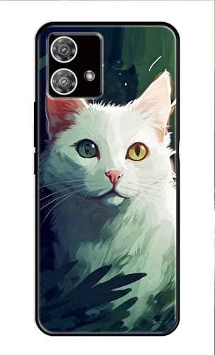 Image of Metal TPU Printed Back Cover for Motorola Edge 40 Neo 5G (Cat Painting) 360 Degree Protection | Camera Protection -25092024(AH)