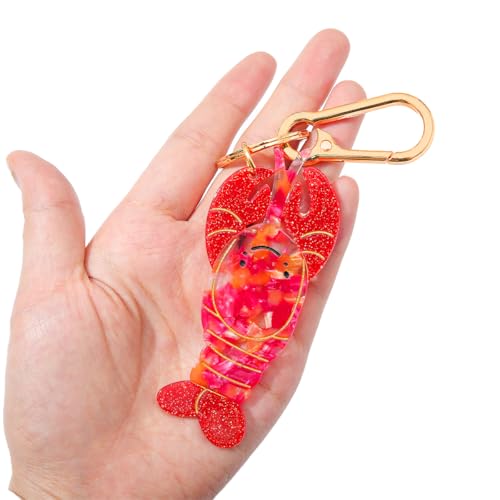 Seahorse Bag Charm & Keychain - Acetate Seahorse with Gold-Tone Metal Ring & Lobster Clasp