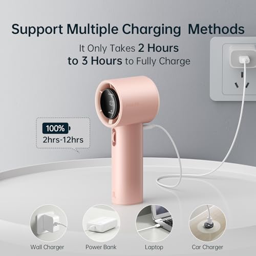 Image of JISULIFE Handheld Fan Pro1S - Next-Gen Airflow: Up to 12h Runtime, Pearlescent ABS - Elegant Strength, 1-100 Speed Scroll Wheel, 3600mAh-Portable Fan for Travel, Gifts for Women Men(Iceberry Pink)