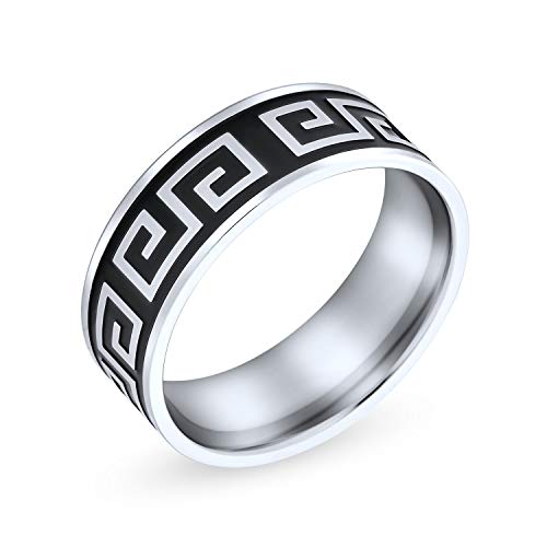 Anillo geométrico de acero inoxidable texturizado de alta gama 3