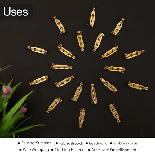 Image of Embroiderymaterial Brooch Pin Two Holes Backs Jewellery Findings for Jewellery Making (20 Pieces, 7X22 MM)