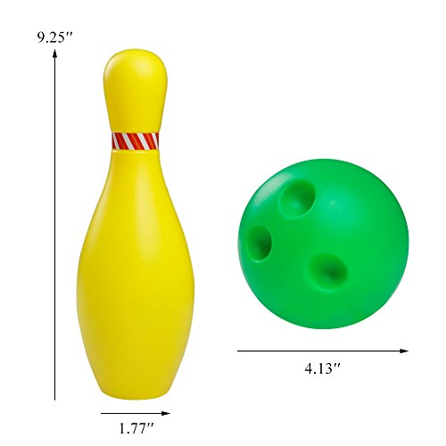 yoptote Fun Bowling Set for Kids 10 Multicolored Bowling Pins with 2 Plastic Sports Ball Play Indoor Family Games Toddlers Early Training Birthday Party Toy for Boy Girls Children Ages 3 4 5 6