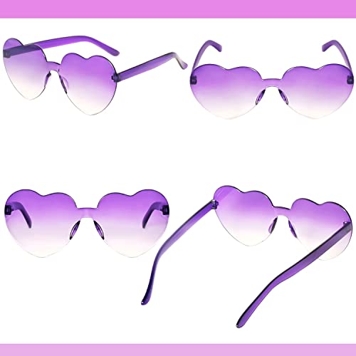 Image of 12 Pairs Heart Glasses Colorful Rimless Heart Shaped Sunglasses Love Glasses for Bachelorette Bride Party Favor