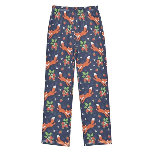 Fox Strawberry Boys Long Pants Soft Trousers Elastic Waist Kids Lounge Bottoms with Pockets S-XL
