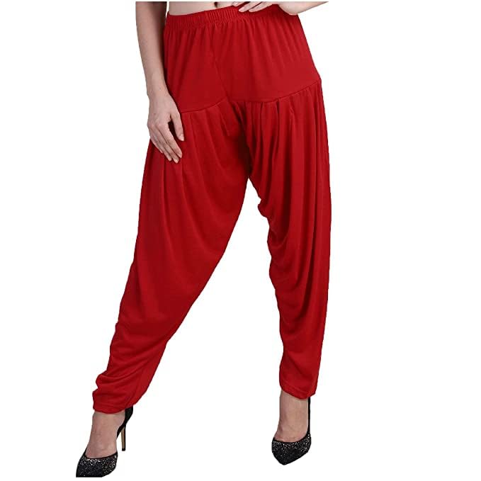 Image of Ultra Soft Rayon Viscose Solid Attractive Pleated Pattern Casual wear Patiala Pants for Womens