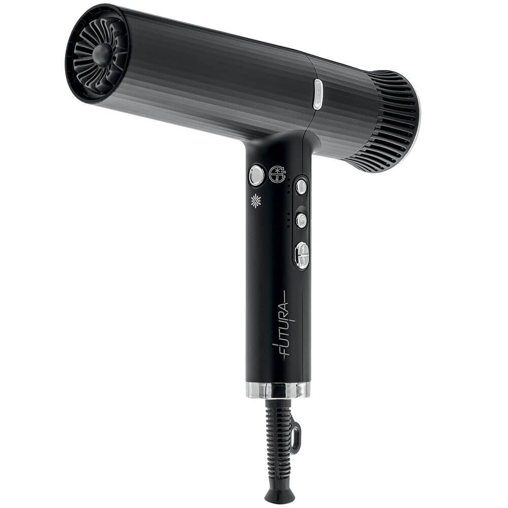 Xanitalia Futura Sèche-cheveux professionnel en céramique tourmaline 1800 W avec diffuseur, 110 000 tr/min, bouton air froid, générateur d'ions négatifs, 3 flux d'air et 3 niveaux de chauffage, bleu