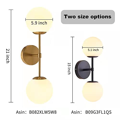 Uplantin Modern Black Globe Wall Light, 2-Light Wall Sconce Industrial Globe Wall Lamp For Mirror Restaurant Living Room Stairs Bedside Bathroom #TOP4