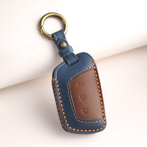 Image of keyzone dual leather key cover for MG Hector 3 button smart key