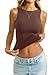 EasyGala Womens Double Lined Tank Tops Boat Neck Fitted Top Basic Sleeveless Shirts Y2K Summer Going Out Outfits Trendy Fashion Clothes 2026 Brown