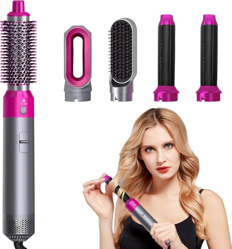 Spazzola Ad Aria Calda 5 in 1 - Spazzola Asciugacapelli 1000W Ferro Arricciacapelli Ioni Negativi con 3 Temperature, per Asciugatura Raddrizzamento Stampaggio Volume