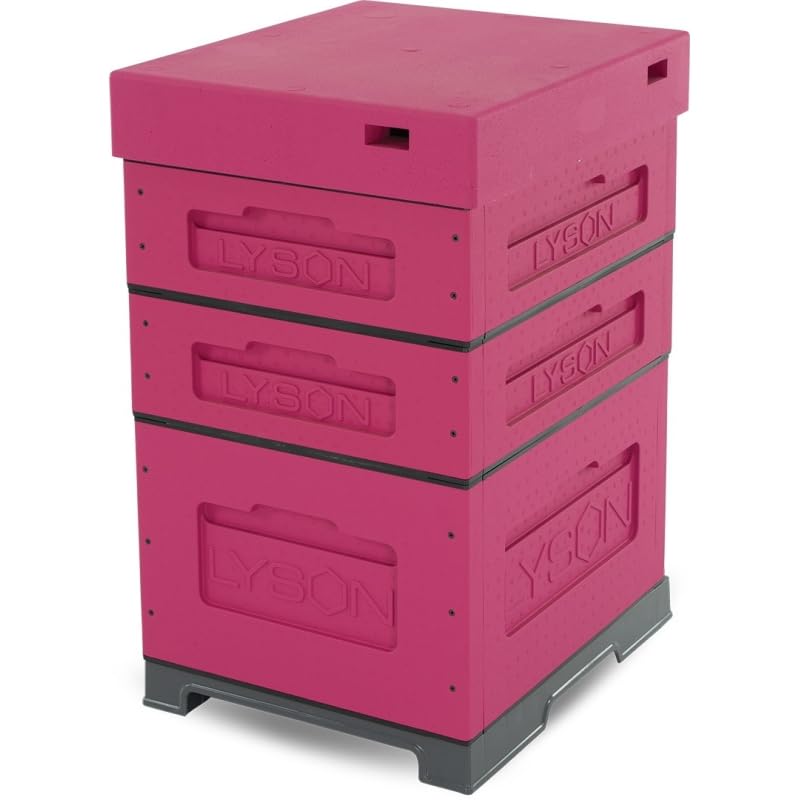 LYSON Bienenbeute Styropor Dadantbeute Dadant Blatt Beute OPTIMA Bienenstock-Set (DUNKELROSA) für die Selbstmontage (Passende Rahmen:47×43,5x30cm;47×43,5x14,5cm)