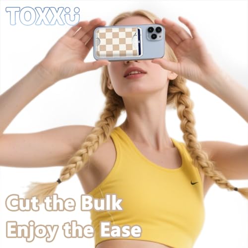 Image of Checkered Magnetic Wallets Compatible with Magsafe Wallet for iPhone 17 /16 /15 /14 /13 /12 Series Pro Max Plus Air, Phone Magnet Card Holder for Women Men Lether Mag Safe Brown