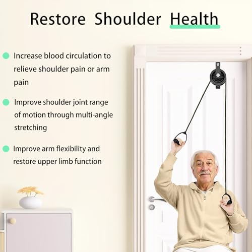 Image of Shoulder Pulley for Physical Therapy with Fixed Metal Bracket, Shoulder Pulley Over The Door Physical Therapy System, Over Door Exercise Pulley for Injury Rehab Recovery Stretching | Quiet Increase Pulley, For Home Use, To Relieve Shoulder Pain