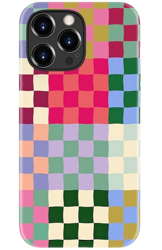 Image of Goodon for iPhone 14 Pro Case Cute - Wireless Charging Compatible - Dual-Layer Hard Shell + Silicone Cover - Protective Phone Case with Trendy Designs for Women - Patchwork Checkerboard