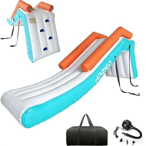 HPZIGD Inflatable Pontoon Slide, Quick Setup Portable Water Slide for Boat Dock, Lake Pool, Summer Party