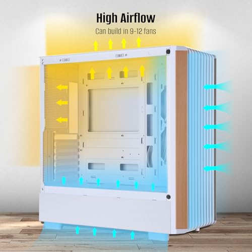 Carcasa ATX C2-W de vidrio templado blanco semitorre con alto flujo de aire 6