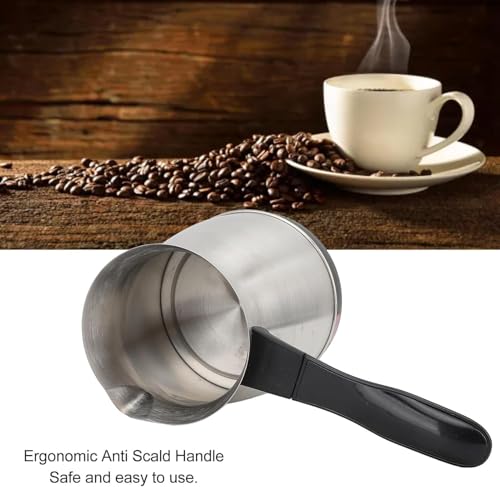 Image of Electric Turkish Coffee Maker Pot 600 ml Stainless Steel Coffee Kettle with Detachable Anti-Scald Handle, Milk Tea Water Boiler with Power Switch for Home Office Travel Use