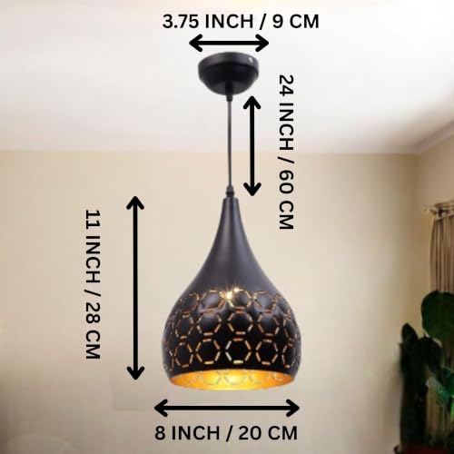 Image of GreyWings Modern Black Dome Laser Cut Hanging Pendant Light for Ceiling - Aluminium, Drop, Antique Decor,(Bulb is not Included) Big Pack of 4