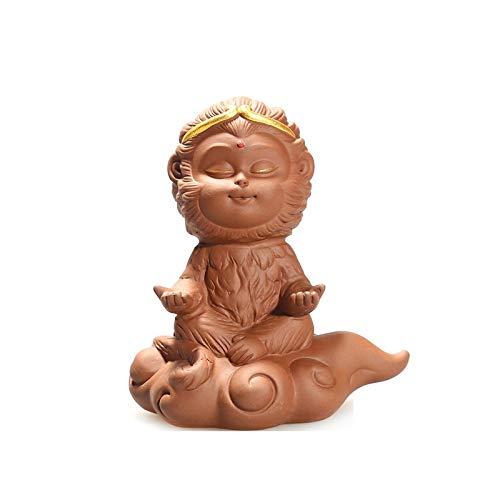 SHUTING2020 WuKong Sun statue Zen Purple Sand Monkey Wu Wuqi Qitian Dasheng Ceramic Monkey Tea Pet Monkey Home Decoration Crafts Ornaments Home Decoration Statues Figurines Monkey King(B)