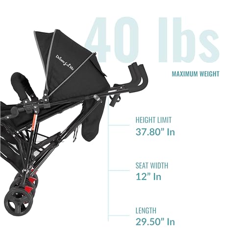 Dream On Me 446-BLK Volgo Twin Umbrella Stroller In Black thumb #2
