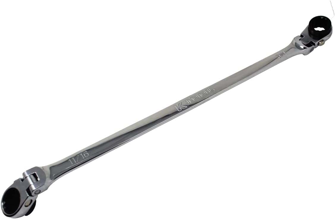 K Tool International Wrench Double Box Ratcheting Reversible 11/16 Inch x 3/4 Inch Universal Spline 90 Tooth