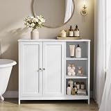 VASAGLE Mueble de Baño, Armario de Suelo, 2 Puertas, 90 x 30 x 80 cm