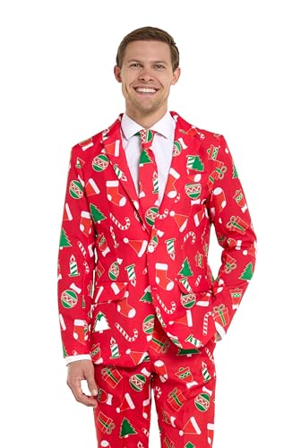Offstream Men's Party Costumes - Christmas Theme Party Suits - Slim Fit - Includes Matching Blazer Jacket, Pants & Tie2