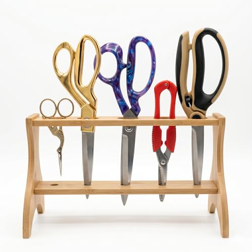 Madam Sew Scissor Holder for Sewing Machine - Holds up to 5 Pairs of Scissors/Shears Wooden Scissors Holder for Office or Sewing Room