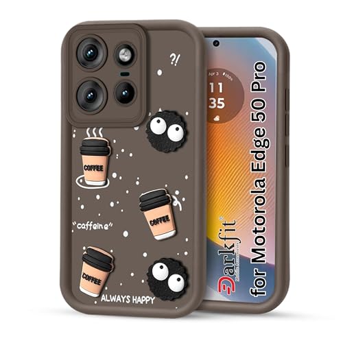 Image of Back Case Cover Compatible with Motorola Edge 50 Pro 5G | Cute Fun Cartoon Ball 3D Coffee Silicone Case | Body Protection | Camera Protection | Shock Proof | Color Brown | Pack of 1