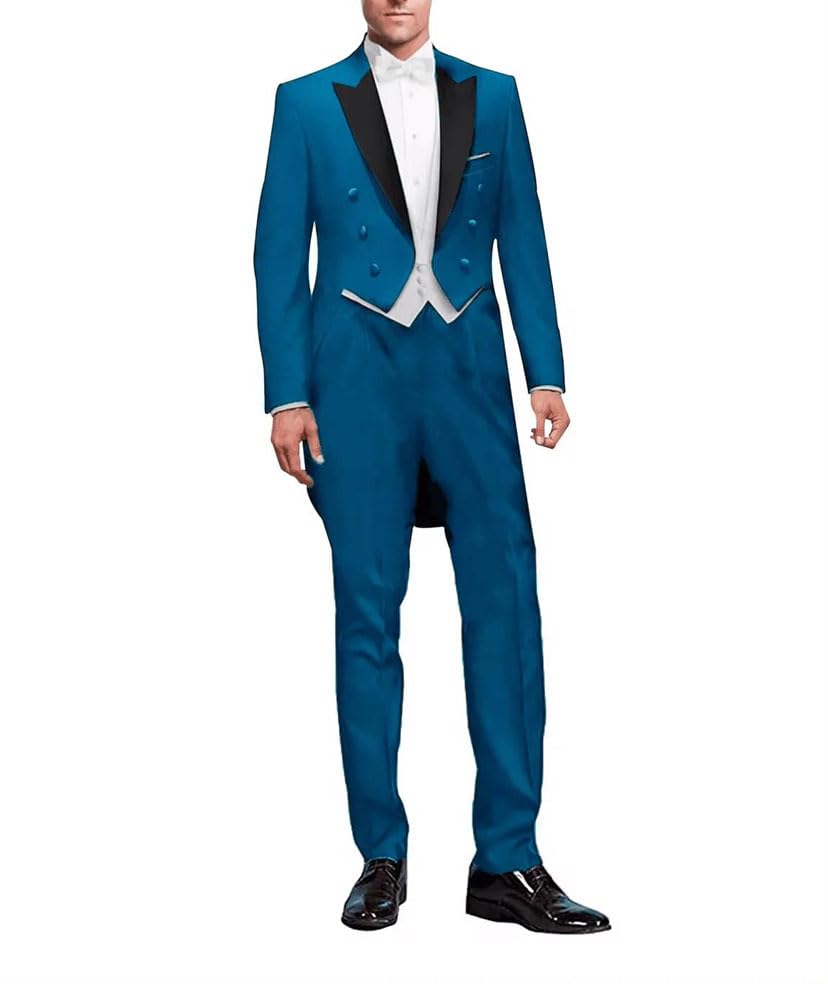 Men's Black Tailcoat Suit - Groom Vest 3-Piece | Best Man Prom Formal 6