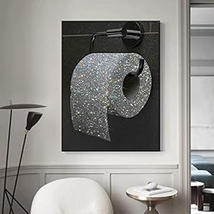 Canvas Schilderij Wall Art Wc Papierrol Kleur Glitter Diamant Creatieve Print Foto ‘S Voor Badkamer Decor Poster 60×80 Cm (24x32in) Frameloos