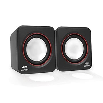 C3Tech Caixa de som SP-301BK Preto - Sistema de audio 2.0 P2 Com Blindagem Eletromagnética alimentacao via porta USB