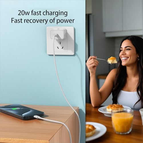 10ft Cable for Apple iPhone 16 15 Pro Max Charger Fast Charging iPad AirPods 4 (USB-C), 20w Type C Blcok 10-ft Long USB C to C Cord White 1Pack - 3