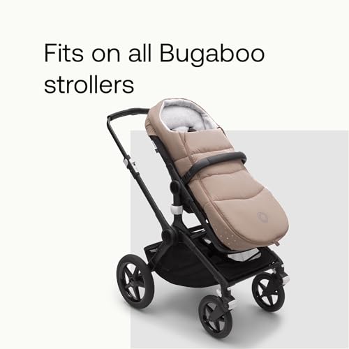 Image of Bugaboo All-Season Footmuff for Strollers - Weatherproof, Breathable, Water-Repellent, Removable Insert, Fits All Bugaboo Strollers - Desert Taupe | Soft fleece lining, breathable materials, weatherproof protection, two-way zipper, reflective details, Desert Taupe