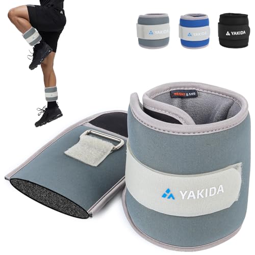 [YAKIDA] アンクルウエイト おもり 筋トレ リストウェイト 【洗える＆サンド漏れなし】 ウェイト 手首 足首 パワーリスト パワーアンクル 重り 在宅筋トレ 体幹トレーニング ウオーキング ダイエット 男女兼用 グレー 0.5KG 2個セット