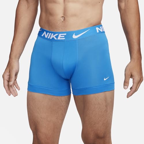 Nike Men's Dri-FIT Essential Micro 4" Trunk Boxer Briefs 3 Pack (Medium, Photo Blue/Dark Grey/Black)2