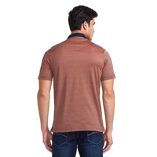 Image of Park Avenue Men's Pure Cotton Two Tone Pattern Slim Fit Polo Collar Half Sleeve Casual T-Shirt
