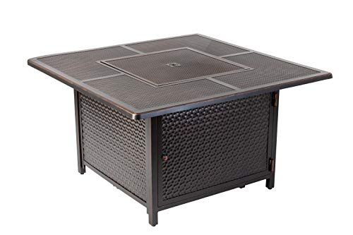 Antique Bronze Square Aluminum LPG Fire Pit Table (50,000 BTU)
