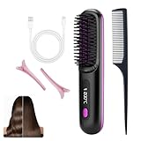 Cepillo alisador pelo profesional inalámbrico, cepillo alisador pelo corto y largo, planchas del pelo con temperatura ajustable,Calefacción CeráMica MCH Planchas De Pelo 4 Ajustes De Temperatura Con C