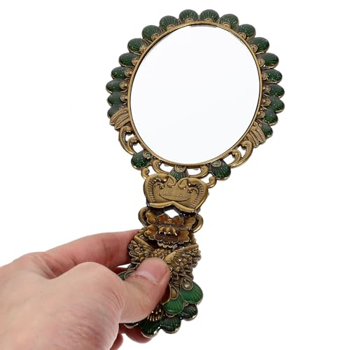 Miroir de maquillage vintage pliable portable compact pour voyage HD - 5