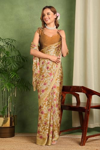Image of MIRCHI FASHION Women Saree Floral Printed Chiffon | Breathable Lightweight Summer Sari for Office and Daily Use with Unstitched Blouse (Available in 20 Styles)